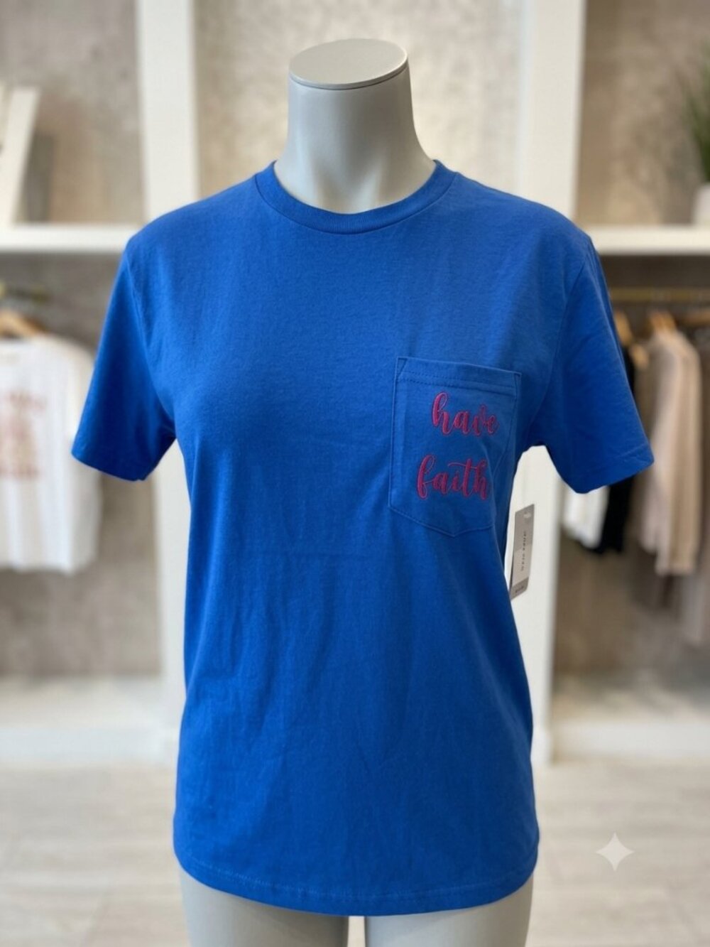 Vibrant Royal blue classic crewneck graphic t-shirt